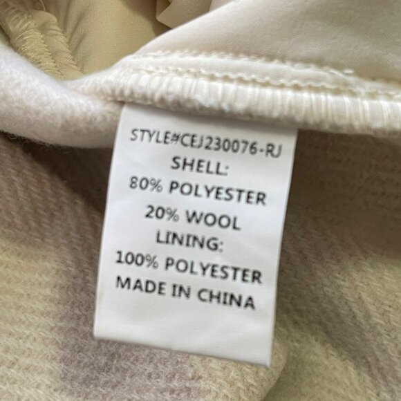 Melloday Herringbone Beige Wool Blend Pea Coat Size Large NWT - Picture 7 of 7